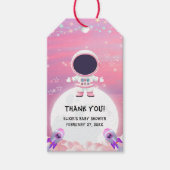 Pink Outer Space Little Explorer Baby shower Cadeaulabel (Voorkant)