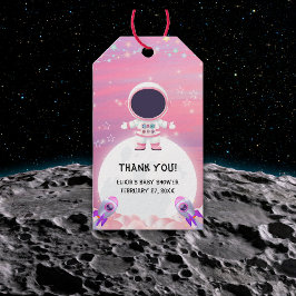 Pink Outer Space Little Explorer Baby shower Cadeaulabel