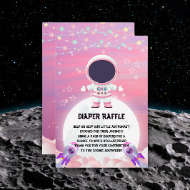 Pink Outer Space Little Explorer Baby shower Informatiekaartje