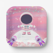 Pink Outer Space Little Explorer Baby shower Papieren Bordje (Voorkant)