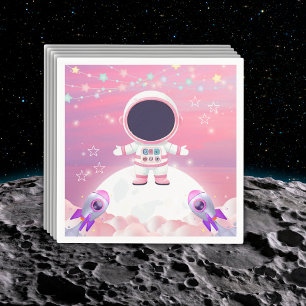 Pink Outer Space Little Explorer Baby shower Servet