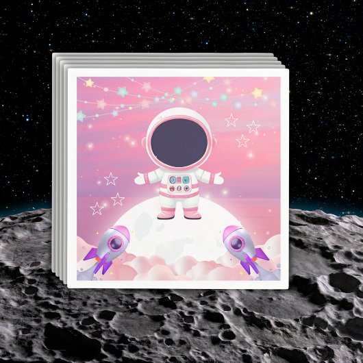 Pink Outer Space Little Explorer Baby shower Servet