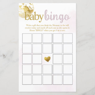 Pink Over the Moon Baby Bingo Baby shower spel