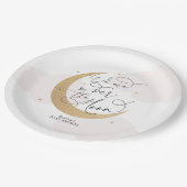 Pink Over the Moon Baby shower Papieren Bordje (Gekanteld)