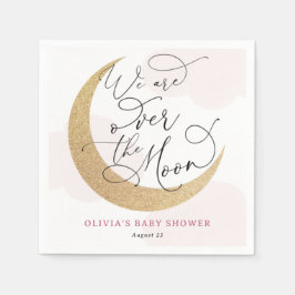 Pink Over the Moon Baby shower Servet