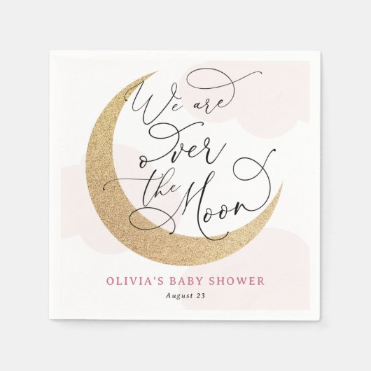 Pink Over the Moon Baby shower Servet (Voorkant)