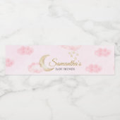Pink Over the Moon Baby Shower  Waterfles Etiket (Enkel label)