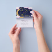 Pink Over the Moon Girl Baby shower Flyer (Hand)