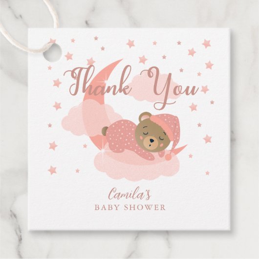 Pink Over The Moon Sleeping Beer Dank u Bedankjes Labels (Voorkant)