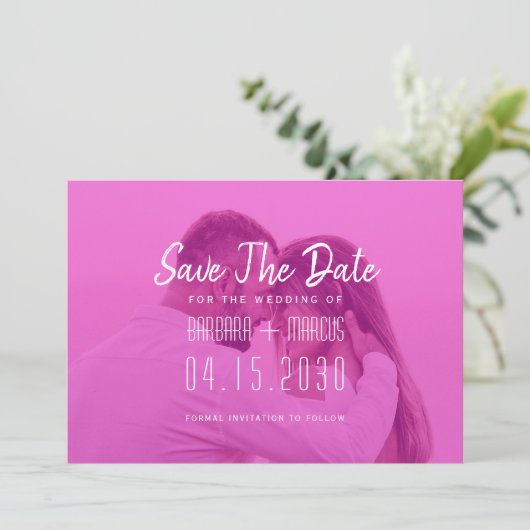 Pink Overlay Photo  Save The Date (Staand voorkant)