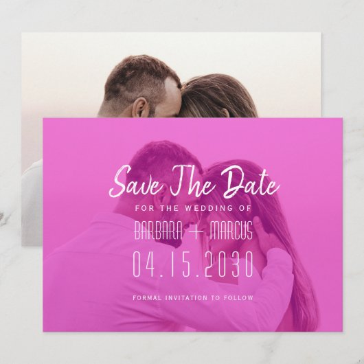 Pink Overlay Photo  Save The Date (Voorkant / Achterkant)