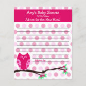 Pink Owl Baby shower Personalized Advice Kaarten (Voorkant)