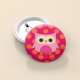 Pink Owl Button Pin