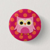 Pink Owl Button Pin (Voorkant)