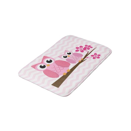 Pink Owl Chevron Badmat (Gekanteld)
