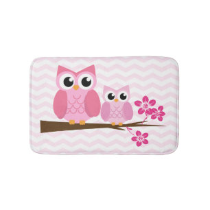 Pink Owl Chevron Badmat