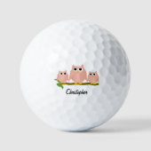 Pink Owl Design Personalised Golfballen (Voorkant)