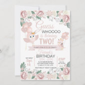 Pink Owl Floral Birthday Uitnodiging (Voorkant)