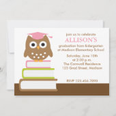 Pink Owl Girls Afstuderen Kaart (Voorkant)