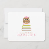 Pink Owl Kindergarten Afstuderen Hartelijk dank Bedankkaart (Voorkant)