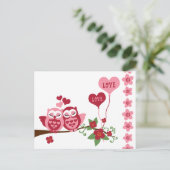 Pink Owl Love Briefkaart (Staand voorkant)