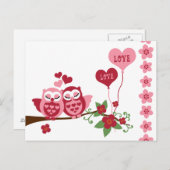 Pink Owl Love Briefkaart (Voorkant / Achterkant)