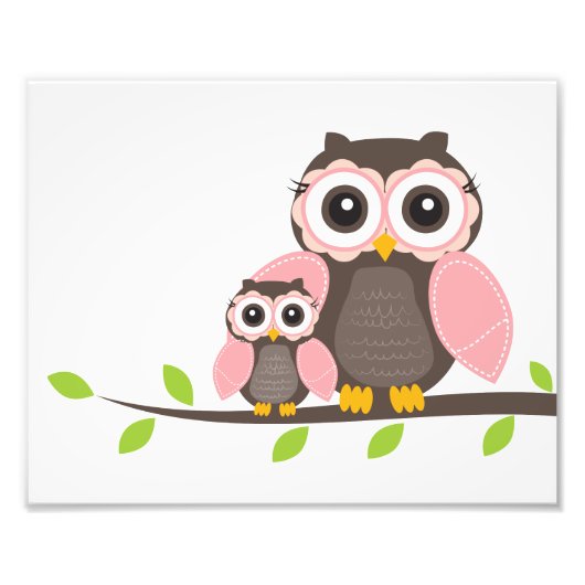 Pink Owl Nursery Wall Art for Girl Poster (Voorkant)