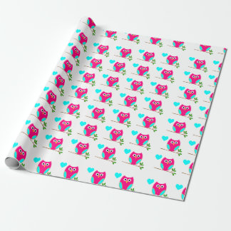 Pink Owl Pattern Wrapping Paper Cadeaupapier