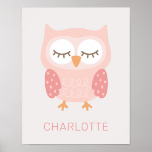 'Pink Owl', schattig aangepast Poster