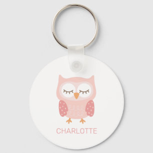 'Pink Owl', schattig op maat gemaakte aandenken Po Sleutelhanger
