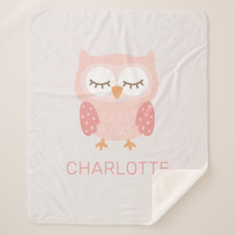 'Pink Owl', schattige & grillige aangepaste meisje Sherpa Deken