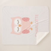 'Pink Owl', schattige & grillige aangepaste meisje Sherpa Deken (Voorkant (horizontaal))