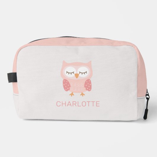 'Pink Owl', schattige & grillige aangepaste meisje Toilettasje (Voorkant)