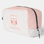 'Pink Owl', schattige & grillige aangepaste meisje Toilettasje (Rechterhoek)