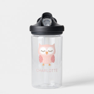 'Pink Owl', schattige & grillige aangepaste meisje Waterfles
