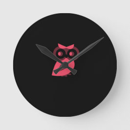 Pink Owl Wall Clock Ronde Klok