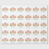 Pink Owls Design Birthday Gift Cadeaupapier (Vlak)