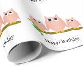 Pink Owls Design Birthday Gift Cadeaupapier (Rol Hoek)