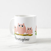 Pink Owls Design Personalised Koffiemok (Voorkant links)