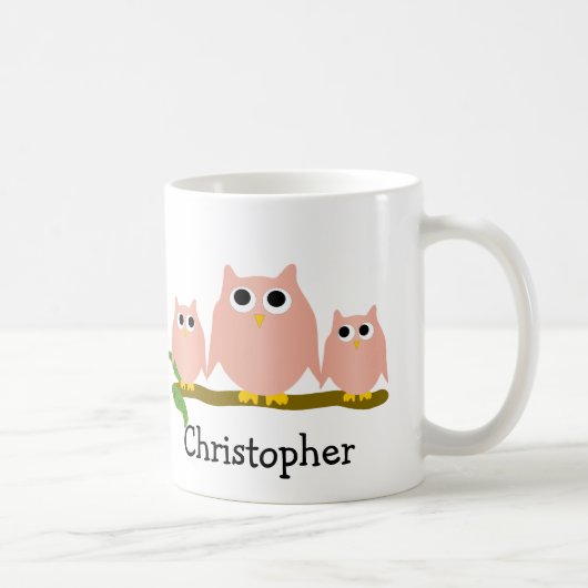 Pink Owls Design Personalised Koffiemok (Rechts)