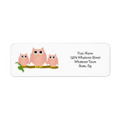 Pink Owls Design Return Address Etiket (Voorkant)