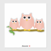 Pink Owls Design Sticker (Vel)