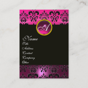 PINK PAARS AMETHYST DAMASK MONOGRAM, fuchsia gold Visitekaartje