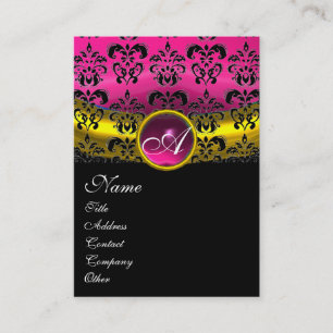 PINK PAARS AMETHYST DAMASK MONOGRAM, fuchsia gold Visitekaartje