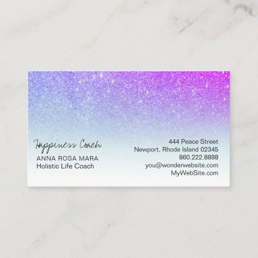 *~* PINK PAARS AQUA White Ombre gradiënt Glitter Visitekaartje (Achterkant)