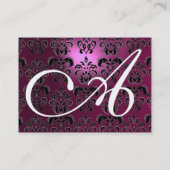 PINK PAARS DAMASK GEEL TOPAZ MONOGRAM, fuchsia Visitekaartje (Achterkant)