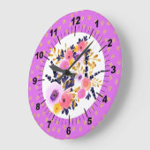 Pink & Paars Floral Bouquet Grote Klok (Hoek)
