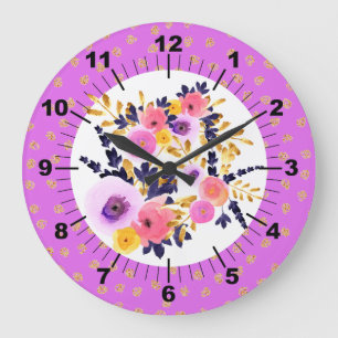 Pink & Paars Floral Bouquet Grote Klok