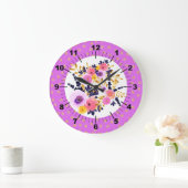 Pink & Paars Floral Bouquet Grote Klok (Huis)