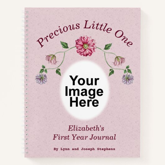 Pink & Paars Floral Vine Baby Journal Notitieboek (Voorkant)